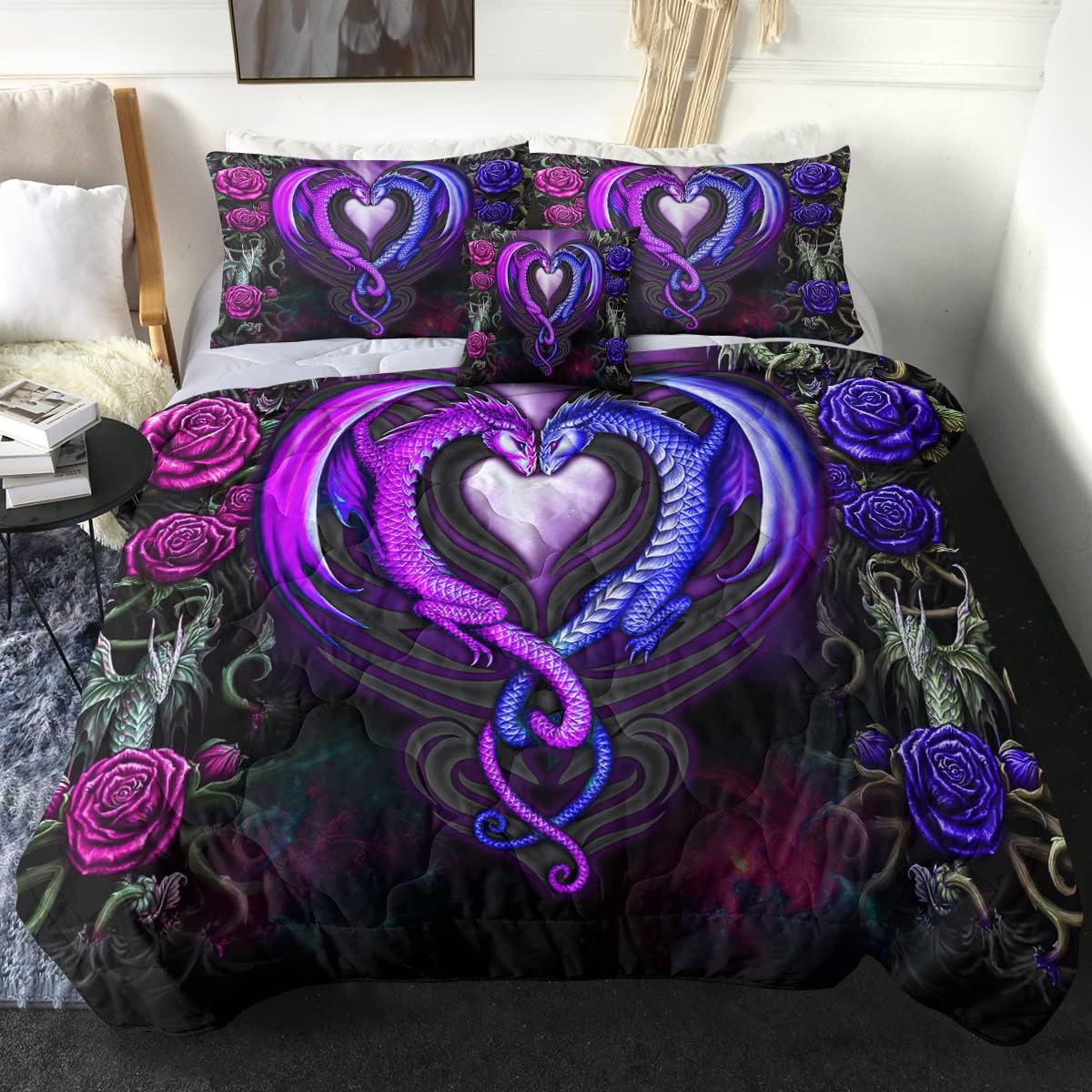 Sleepwish Blue and Purple Dragons Comforter Set Yin Yang