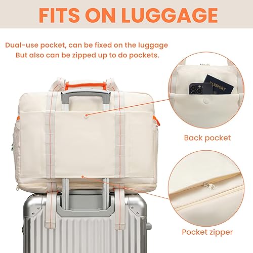 Miniatura 6 de EHIN Bolsa de gimnasio para mujer, bolsas de fin de semana para hombres, Blanco, Bolsa de gimnasio, bolsa de mano, bolsas de fin de semana