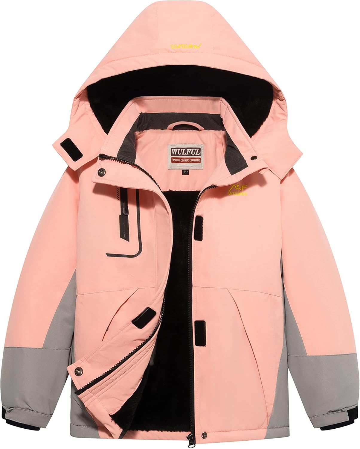 WULFUL Girl's Waterproof Ski Jacket Warm Fleece Hooded Winter Snow Coat : Clothing, Shoes & Jewelry