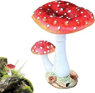 フェイクマッシュルーム | かわいい赤いレジン製リアル農家風スタチュー,マッシュルーム屋外装飾,祝日・誕生日パーティー・オフィス・家庭・庭園・ヤード・リビングルーム・窓辺・ポーチ・パティオ・フェスティバル用装飾