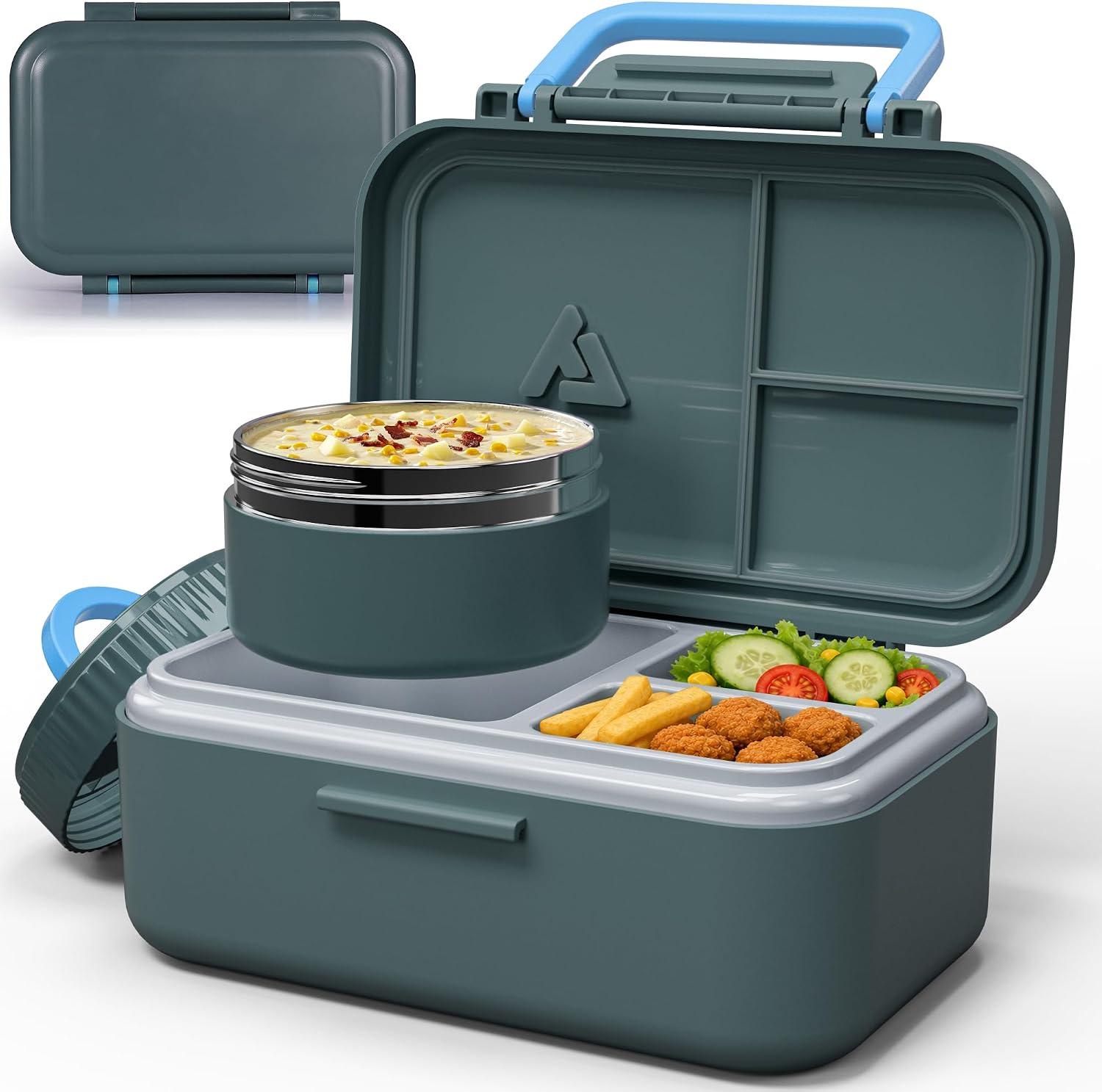 Bento Lunch Box 1283ML/ 43 oz with 391 ML/ 13 oz Food Jar, Ice Pack