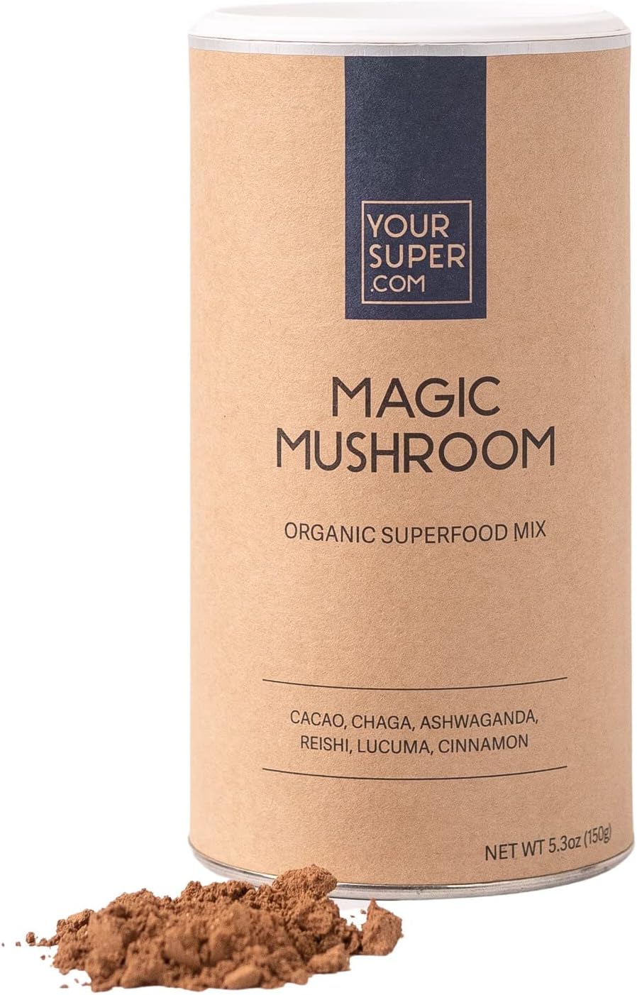 Your Super Magic Mushroom Superfood Powder – Mushroom Supplement for Natural Calm, Brain Health, and Immune Support, Made with Organic Ashwagandha, Lucuma, Reishi, and Chaga Powder (30 Servings)