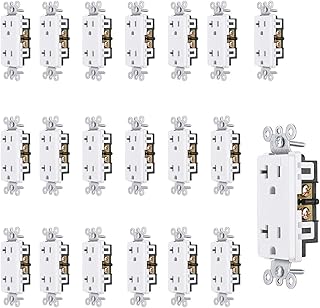 [20 Pack] 20A, Tamper Resistant, 125 Volt, Child-Proof Outlets, Decorator Duplex Receptacle, Commercial Grade, Grounding, UL Listed, White