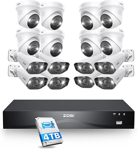 Miniatura 10 de ZOSI Paquete de 4 cámaras de seguridad para el hogar de 1080p con grabación de audio, micrófono integrado, 2MP 1920TVL HD-TVI Cámaras CCTV para