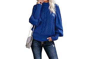 Royal Blue Turtleneck Sweater for Women