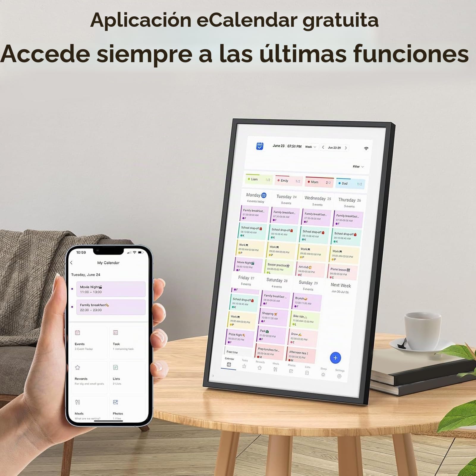 CCYLEZ 10.1 Pulgadas Gran Calendario Digital Inteligente, Calendario de Pantalla Táctil HD Planificador de Familia Family Planner, Wifi Planner Family Organizer con Plan de Comidas de