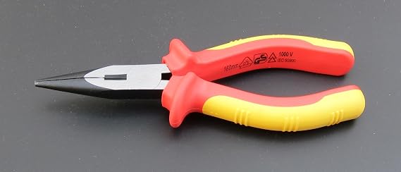7-Inch Insulated Long Nose Pliers, 1000V VDE Tested, Chrome Vanadium Steel, VDE-GS Certified
