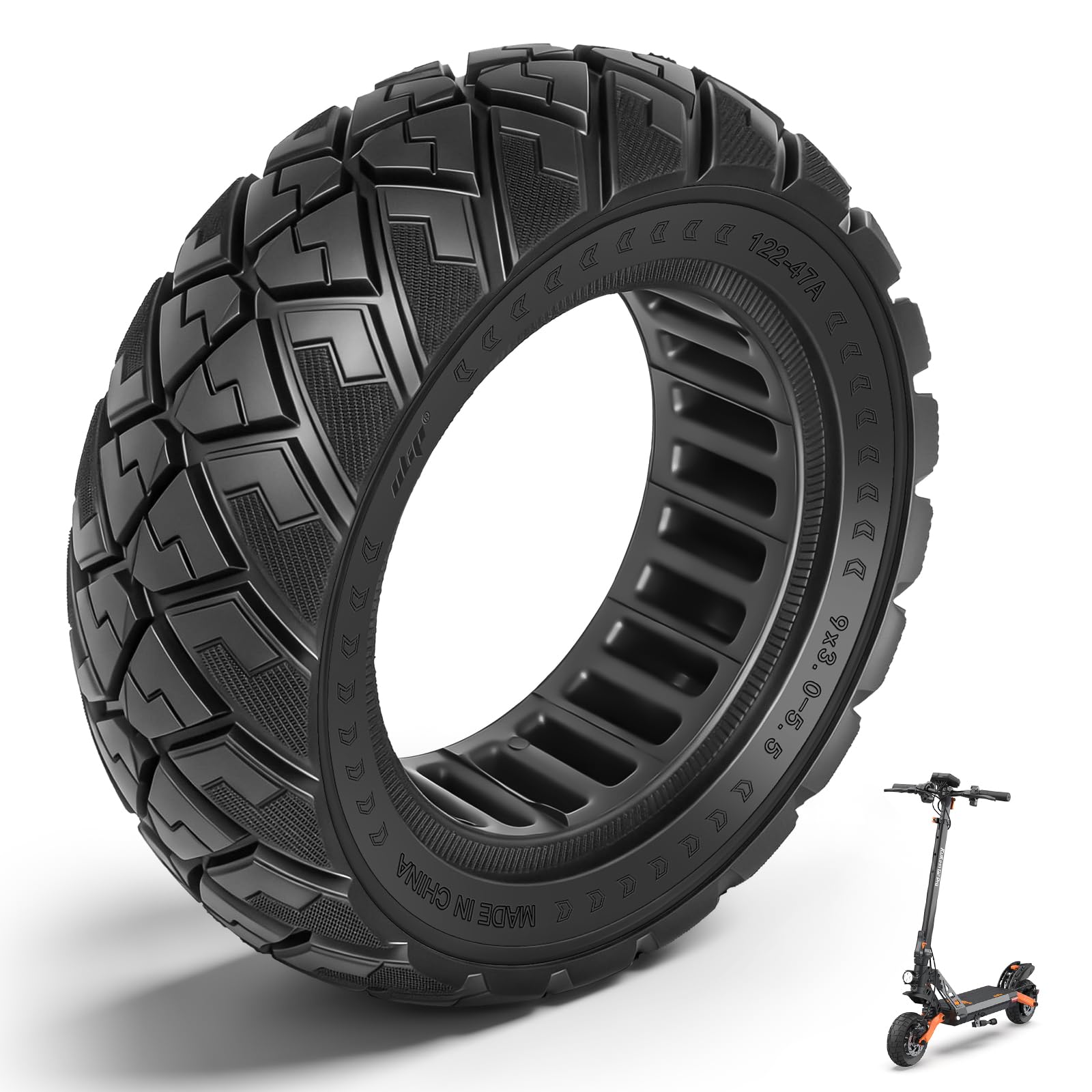 Pneu Plein pour Kukirin G2 pro, Zero 10X, Dualtron Eagle Pro Trottinette électrique, 9 x 3,0-5,5 Pneu Solide, Roue de Rechange Antidérapant Anti-crevaison (Noir 1 Pièce)