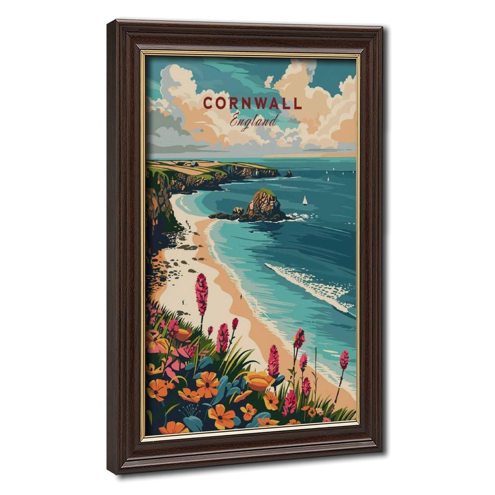 Bareronor Mokume Gane Frame-Style Cornwall Travel Canvas Poster For Dorm Room Decor Gift