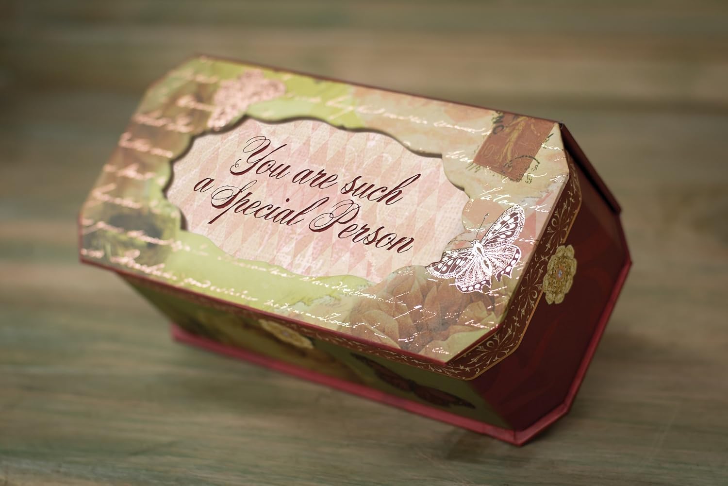 Special Person Belle Papier Petite Musical Jewelry Box with Vintage Finish Plays Wonderful World