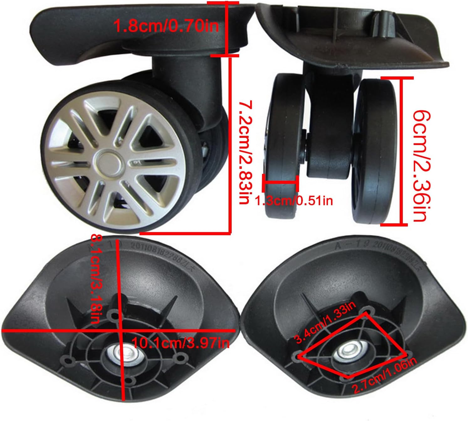 4 Ruote Di Ricambio Per Valigie - Universali, Girevoli 360°, Silenziose - Foto 5