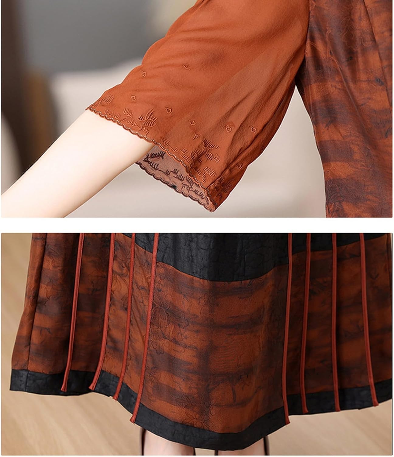 [Bukary] シニアファッション 半袖 tシャツ 花柄 ドレス カットソー 春夏 婦人服 五分袖 60-80代 おばあちゃん お