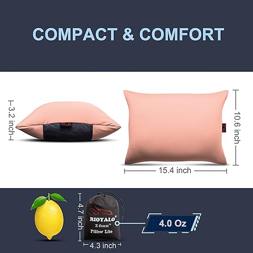 Miniatura 3 de Almohada inflable para campamento Lite con funda acolchada extraíble Cómoda, lavable, ultraligera 4 onzas en forma de X plegable en almohada