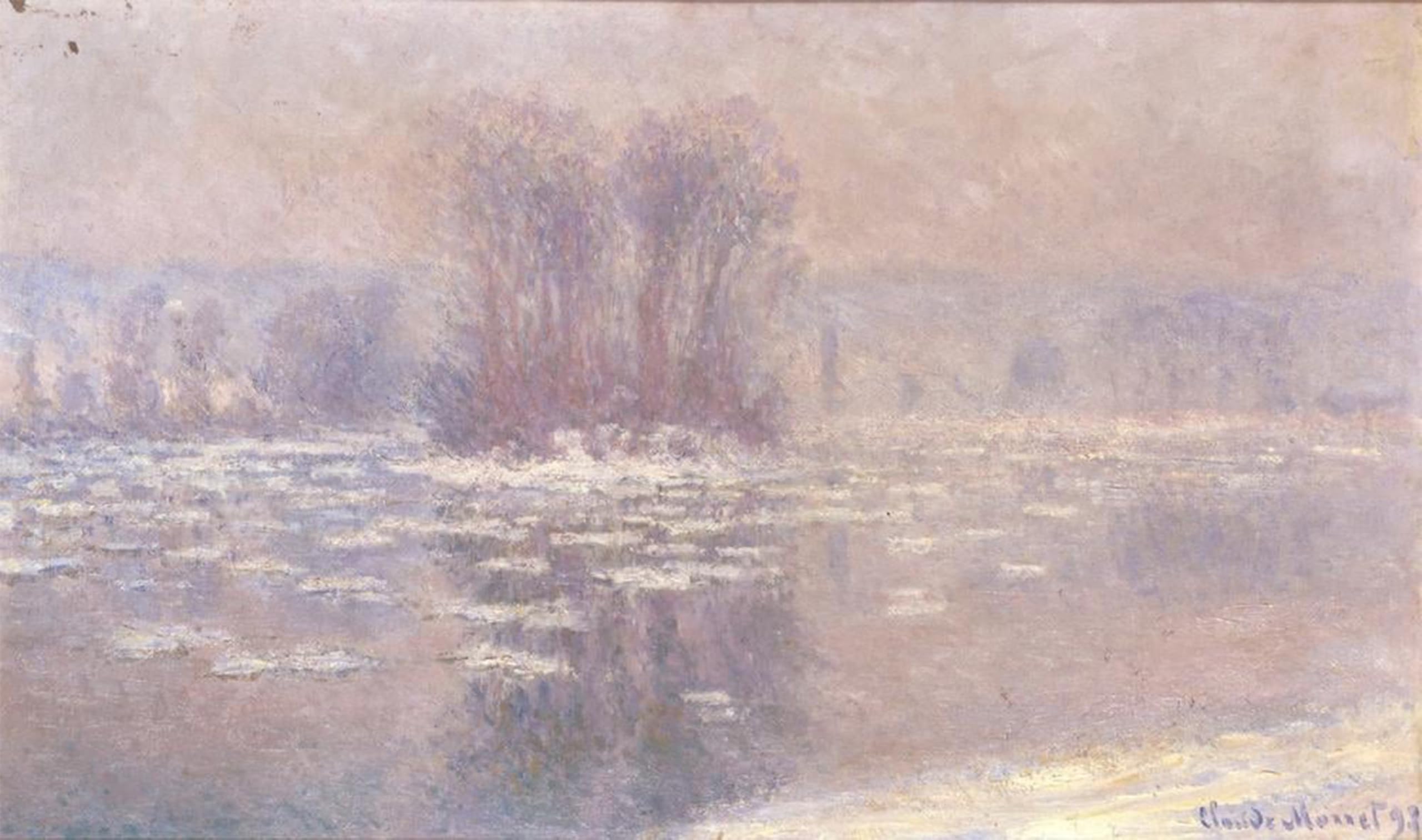 ARTXLXXBN Famous Painting Art Wall Decor Abstract Art Picture Bennecourt Ice Cubes by Claude Monet Animal Pictures for Home Decor 60x90cm