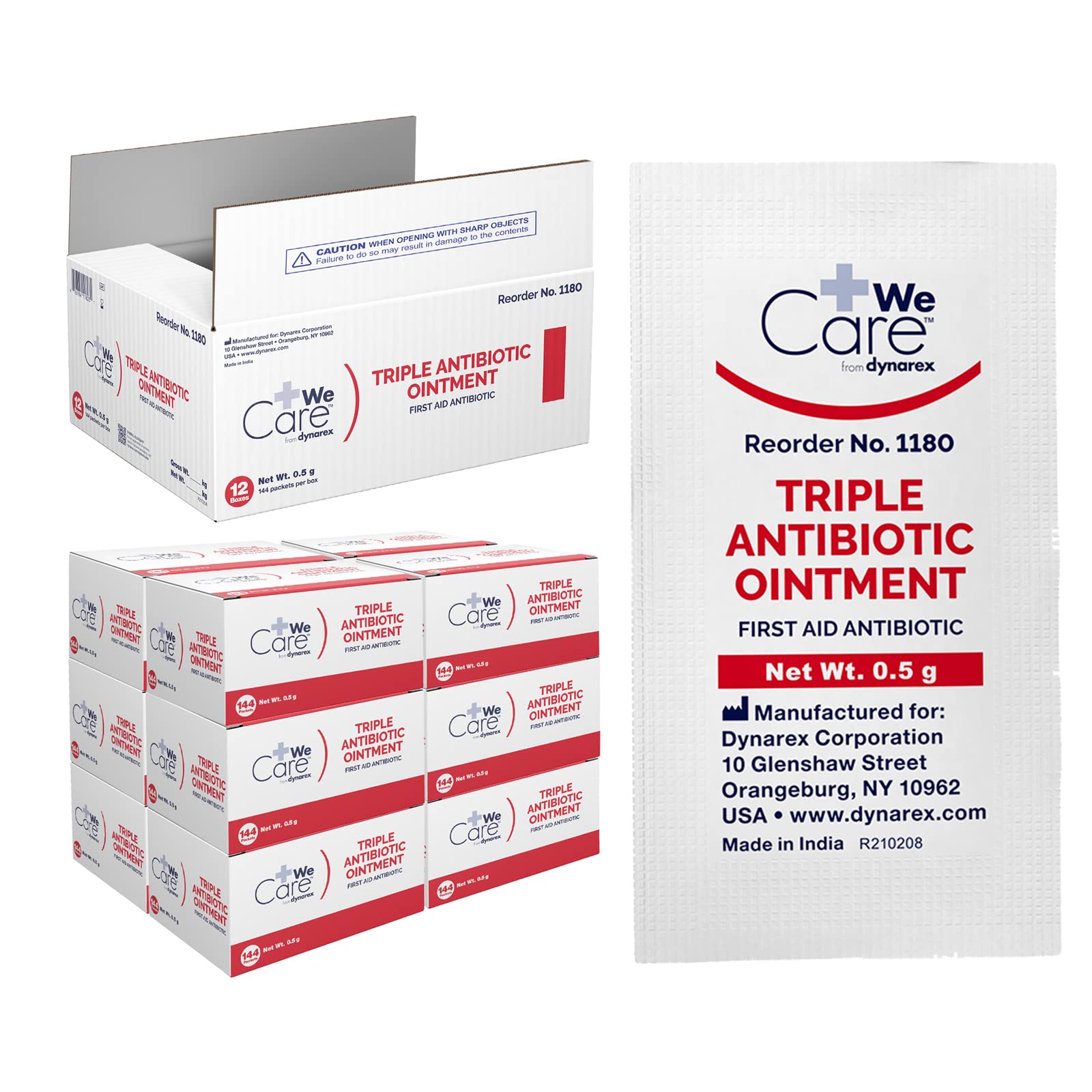Dynarex Triple Antibiotic Ointment 5 gram foil packet 12 144 cs