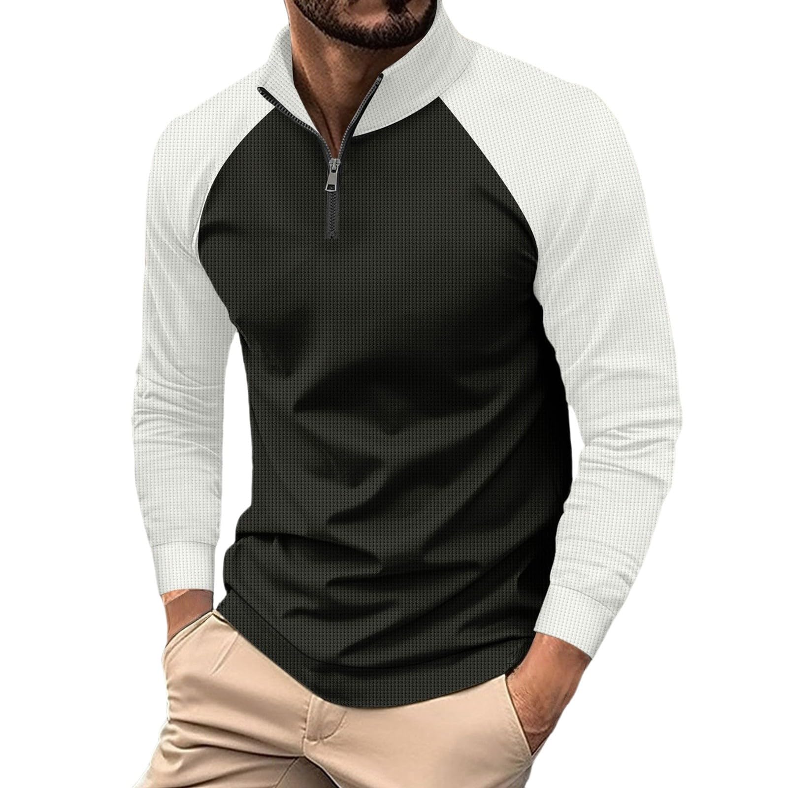 Ropa Protección Solar Suéter Ligero De Manga Larga con Cuello Alto Y Cremallera Un Cuarto para Hombre Camisetas Mujer Sin Chaqueta Invierno Deporte Deportiva Verano Playa Muscle Fit