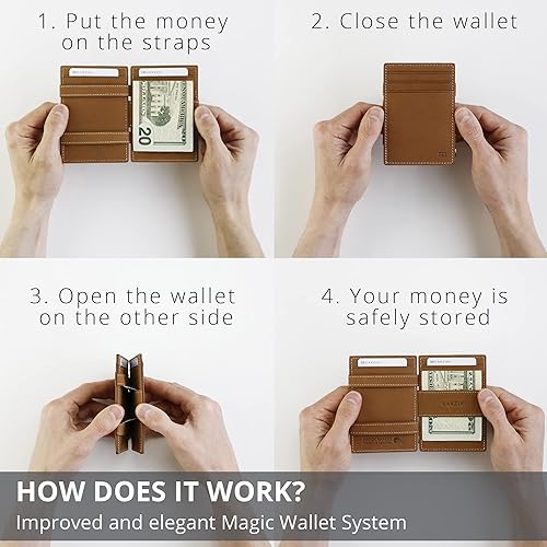 Miniatura 2 de Garzini Cartera mágica con soporte para identificación cartera minimalista con tarjetero RFID cartera de cuero para 8 tarjetas 01 Negro Carbono