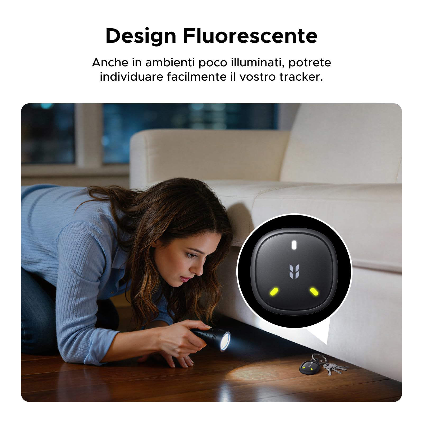 UGREEN FineTrack Mini DUO 2 Supporto iOS Find My o Android Find Hub | Fluorescenza, 110dB, Localizzatore, IP68, Tracker Bluetooth Localizzazione, per Chiavi Bagaglio Zaino Borsa