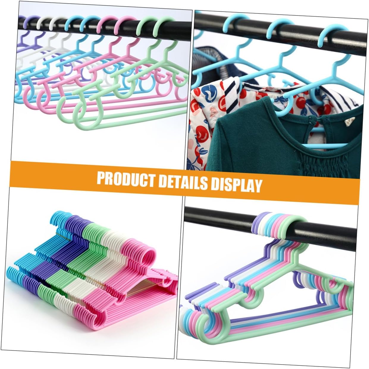 ERINGOGO 50pcs Plastic Coat Hangers for Childrens Clothes Sturdy Space-Saving Nursery Closet Organizer with Design Prevents Deformation for Wardrobe