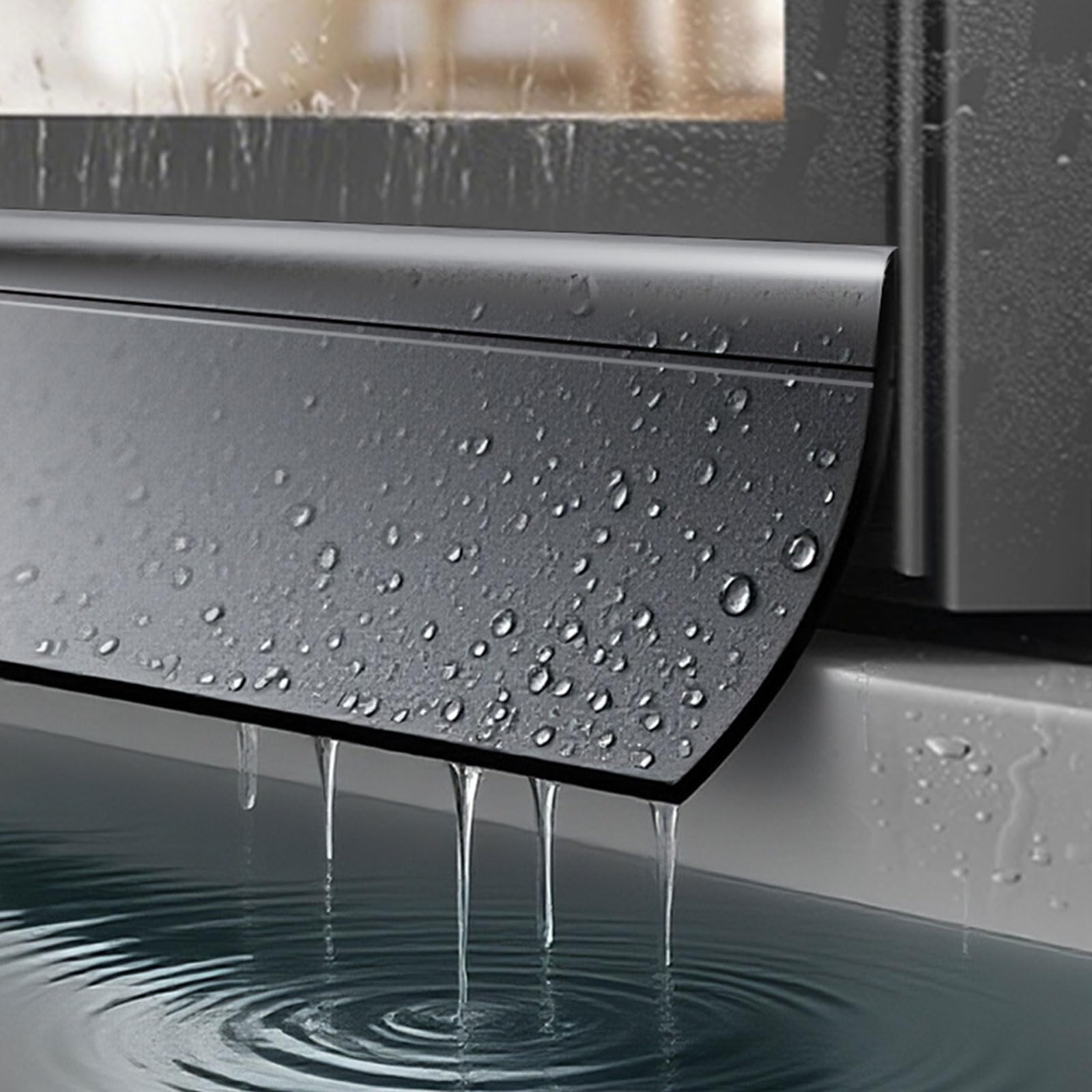 3M Window Weather Bar,Window Outer Edge Rain Shield,Self-Adhesive Door Rainy Drip Edge Exterior Rubber Weather Stripping (Black,45mm * 3M)