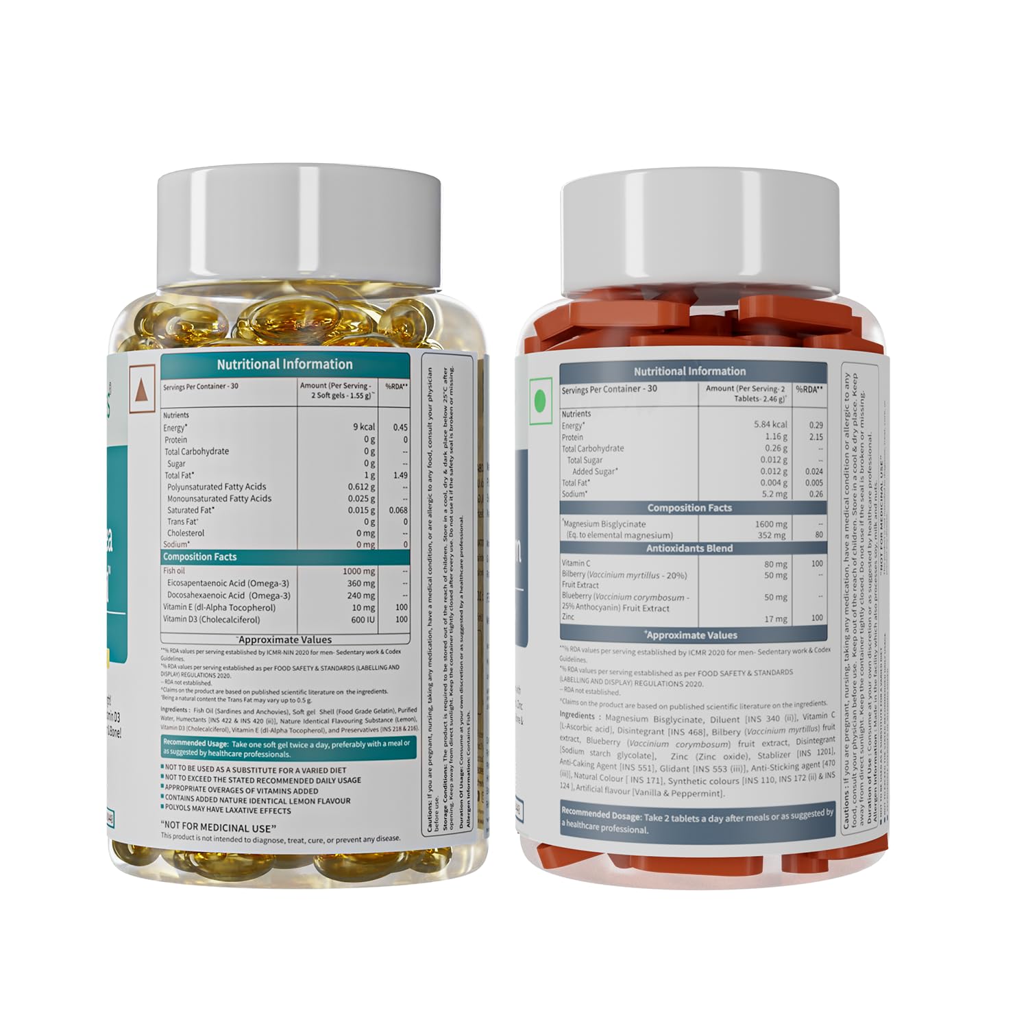 Neuherbs Mini Deep C Omega 3 Fish Oil 1000mg and True Magnesium 1600mg, Wellness Combo (60 units each) with vitamin D3, vitamin C and zinc. Support the health of the heart, brain, muscles and bone Neuherbs Mini Deep C Omega 3 Fish Oil 1000mg and True Magnesium 1600mg, Wellness Combo (60 units each) with vitamin D3, vitamin C and zinc. Support the health of the heart, brain, muscles and bone