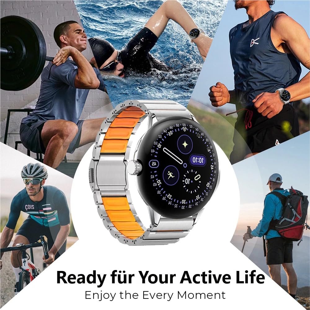 Bracelet magnétique en titane pour Google Pixel Watch 4/3 (45 mm), doublure en silicone hybride et titane, bracelet en métal léger, réglable, pour les occasions sportives et formelles