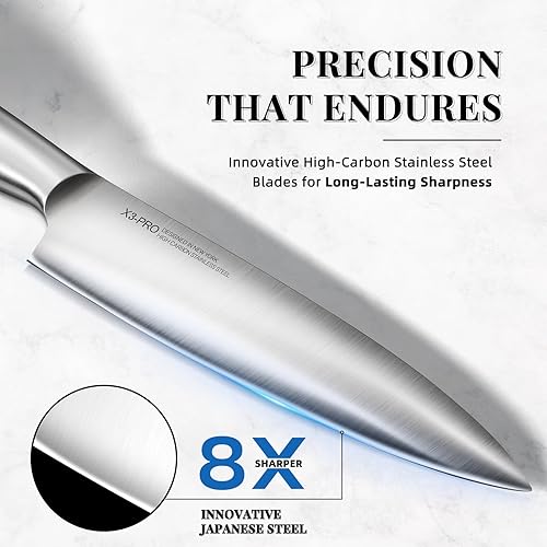 Miniatura 2 de Juego de cuchillos de cocina de acero inoxidable de alto carbono japonés de alta calidad, juego de cuchillos afilados con afilador integrado, juego