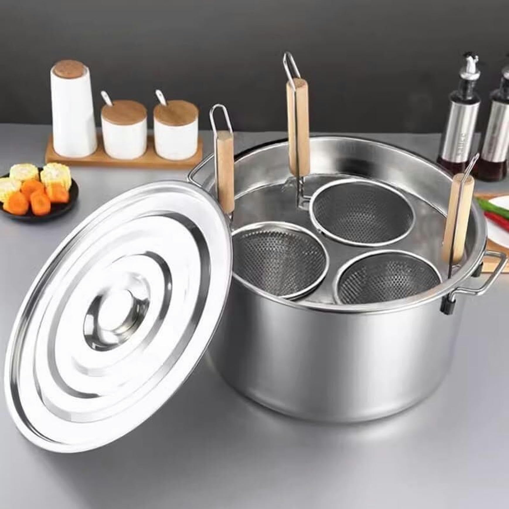 Pentole per Pasta Set di Inserti per cuocipasta, con divisore e scolapasta Pentole per brodo per Cucina Domestica Ristorante Strumento di Cottura Commerciale