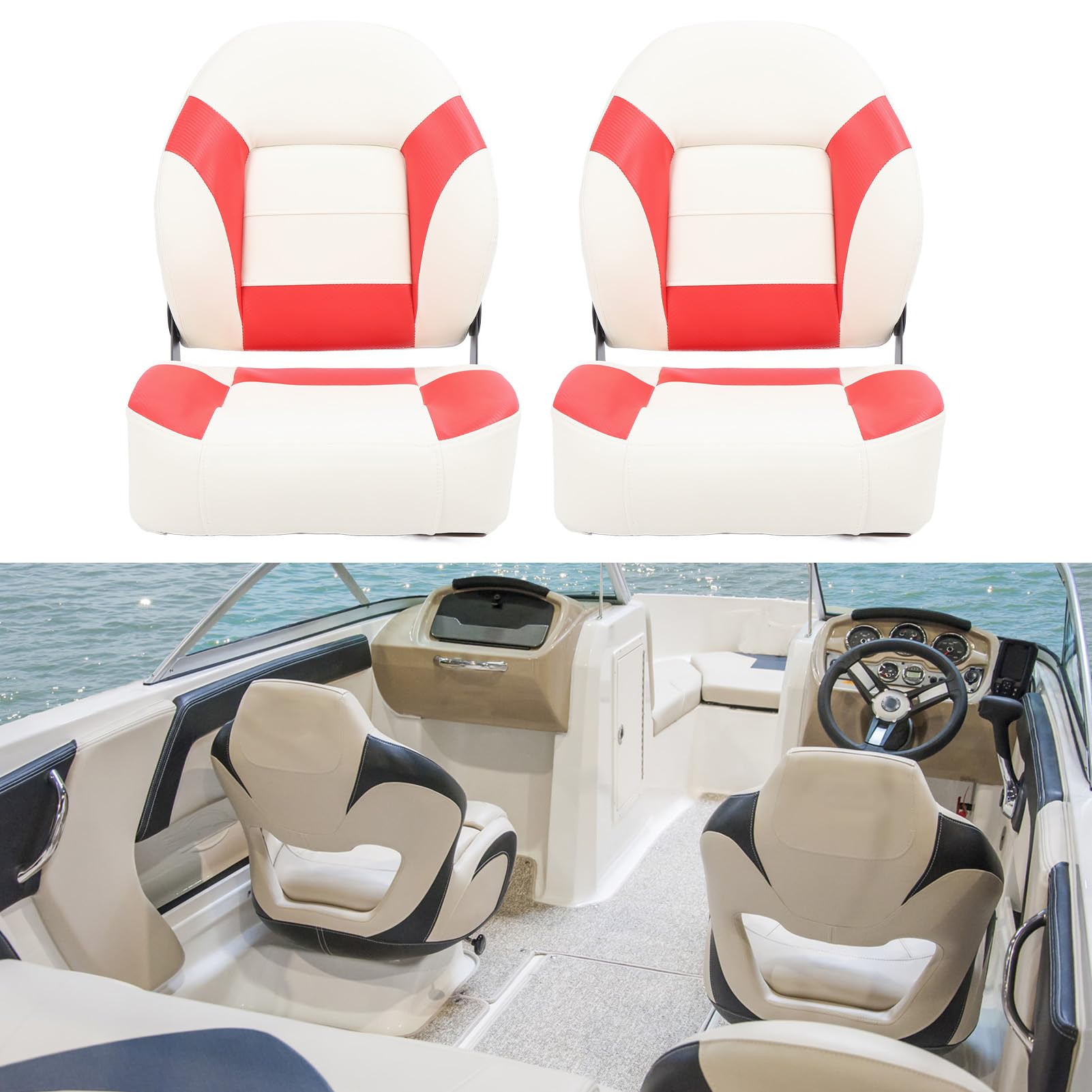 Water Resistant Sunproof Boat Captain Chair High Backrest Fold