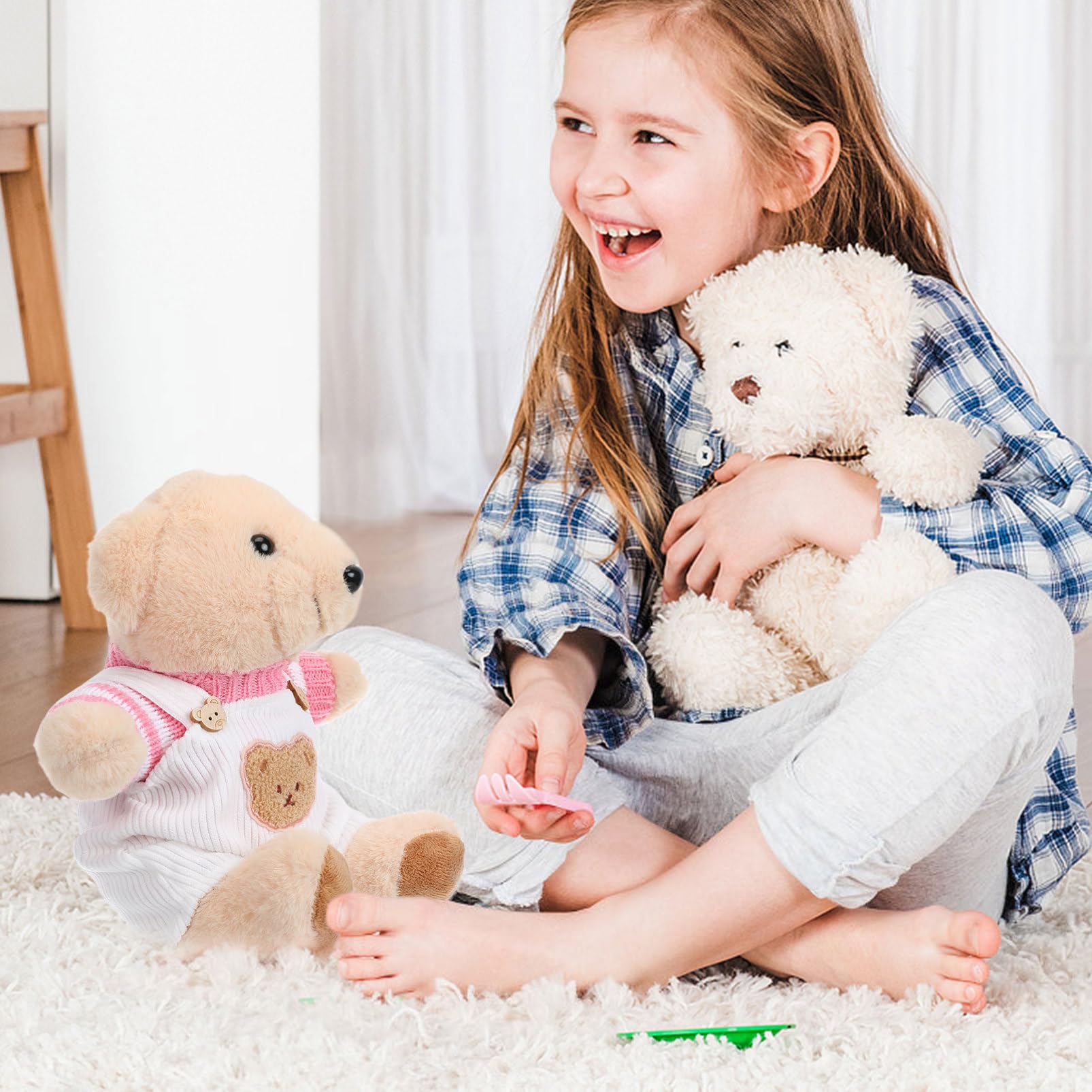 BESTonZON 2 juegos de ropa de muñeca para oso de 30 cm: ropa de peluche para animales - trajes de muñeca de peluche incluyen pantalones con tirantes y suéter