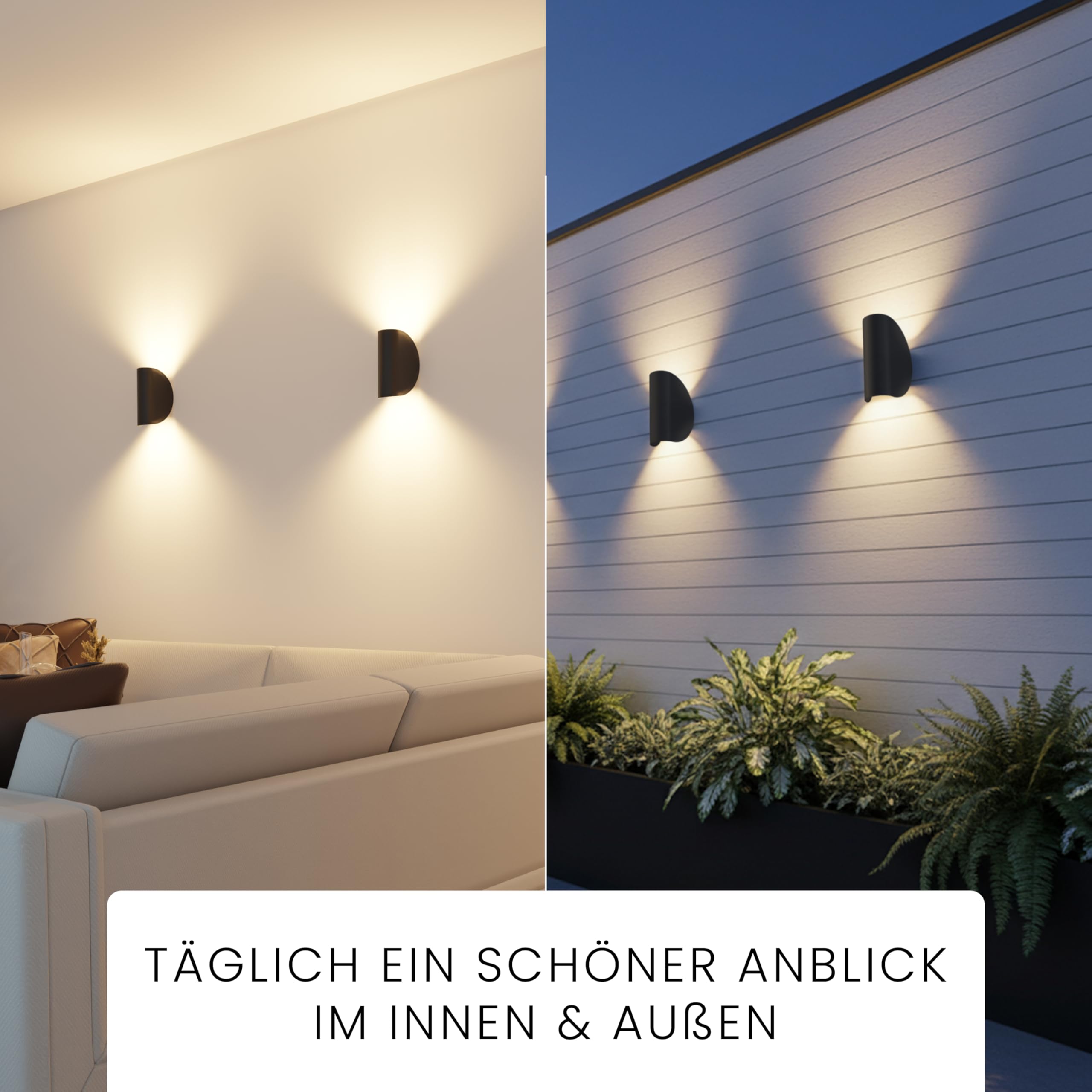 MATO LED Wandleuchte Innen & Aussen - 7W, 3000K Warmweiß, IP54 Wetterfest - Aussenlampe Wand Up Down Leuchte - Außenwandleuchten, Außenlampe, Wandlampe Außen, Außenbeleuchtung, Lampe, Schwarz