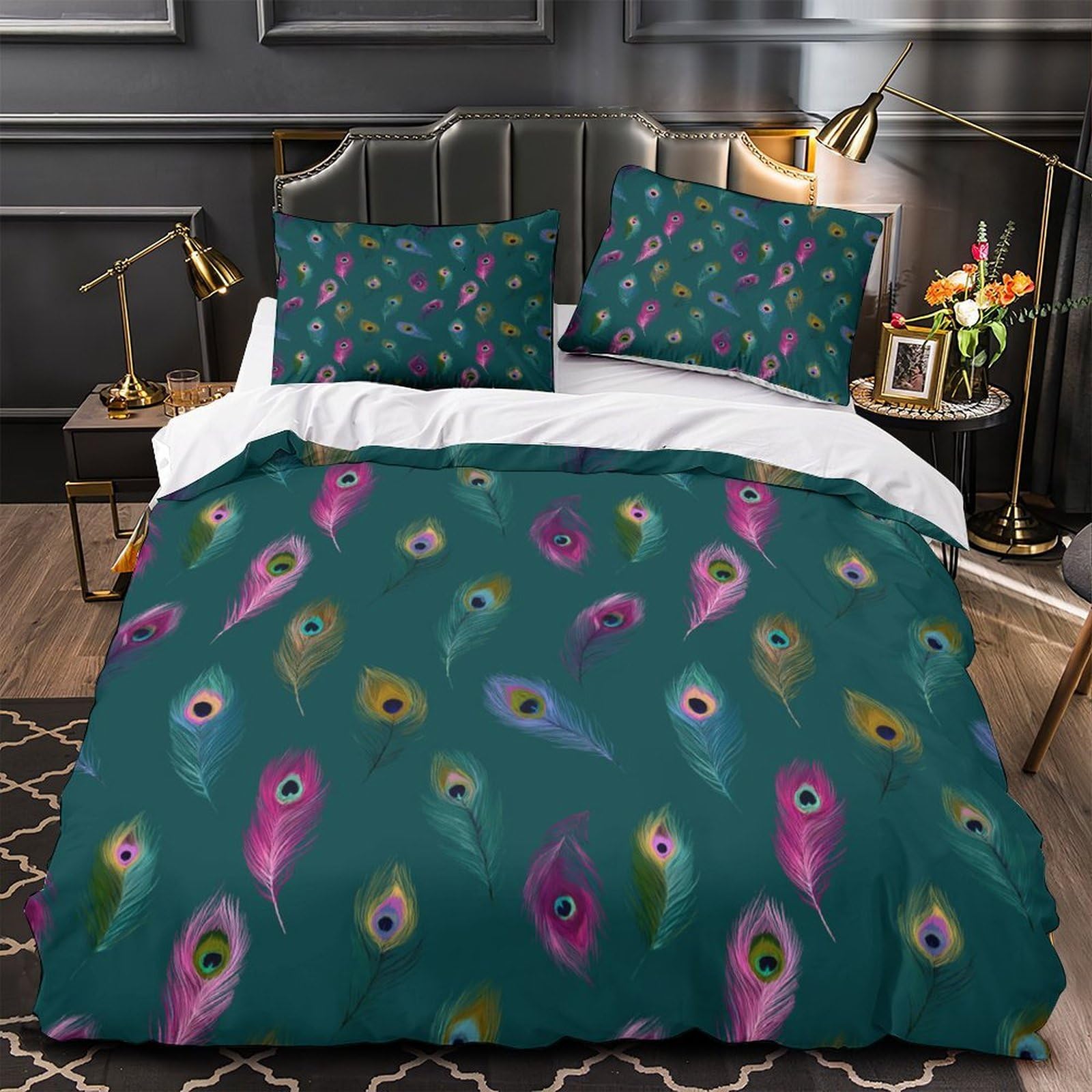 Parure de lit 220x240cm housse de couette 3D effet peinture microfibre super douce