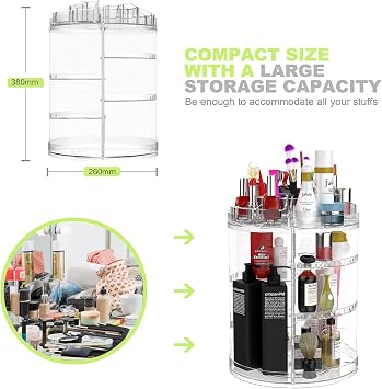 Boxalls Rotating Make-Up Organizer, Large Capacity 360 Degree Cosmetic Make-Up Storage, Adjustable 8 Layers Storage Box Makeup Organizer – Large Size