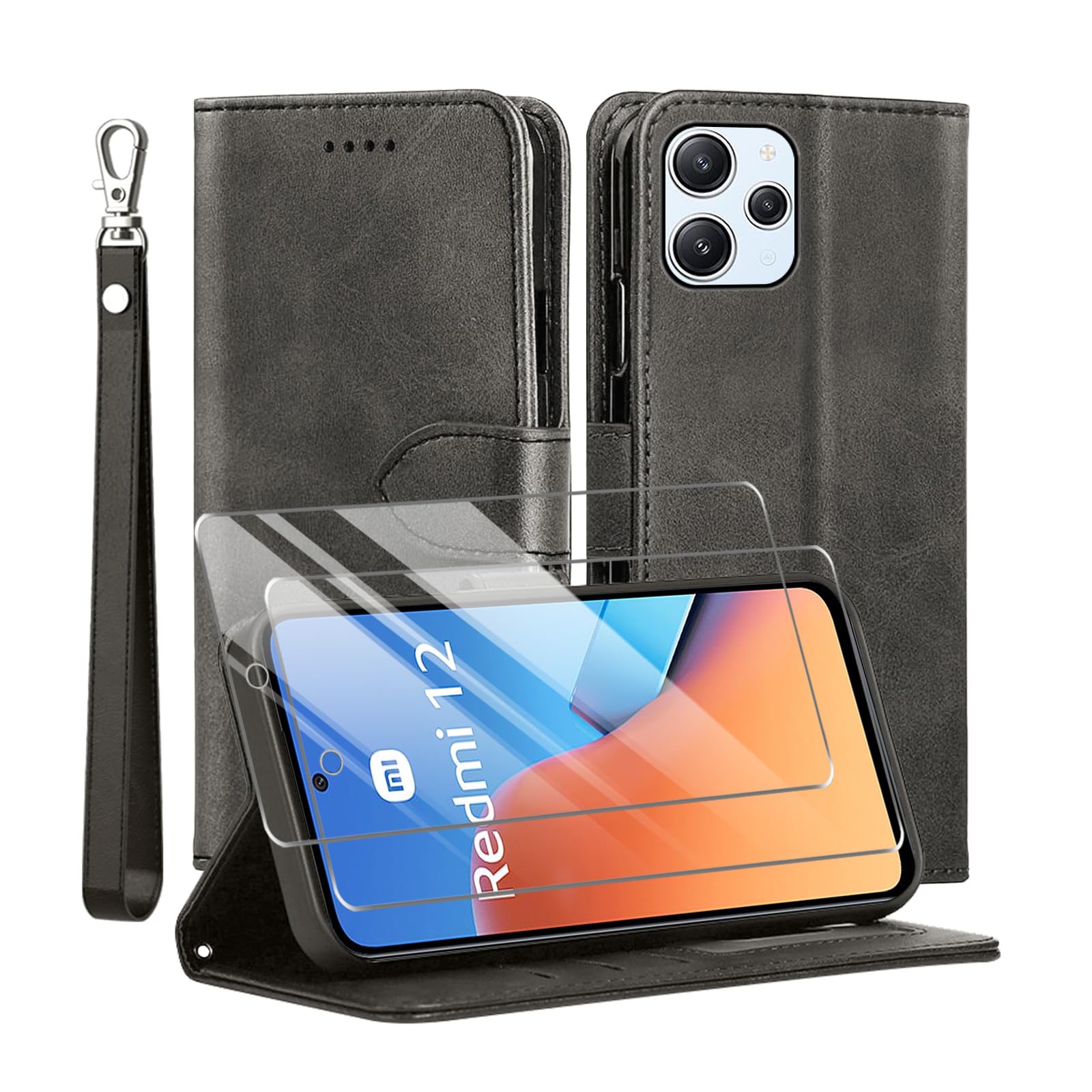 Fertuo Cover per Xiaomi Redmi 12, Custodia Portafoglio a Libro in Pelle Flip Cover con Porta Carte, Chiusura Magnetica [Disegni di Mandala] Case Antiurto per Xiaomi Redmi 12, Oro Rosa
