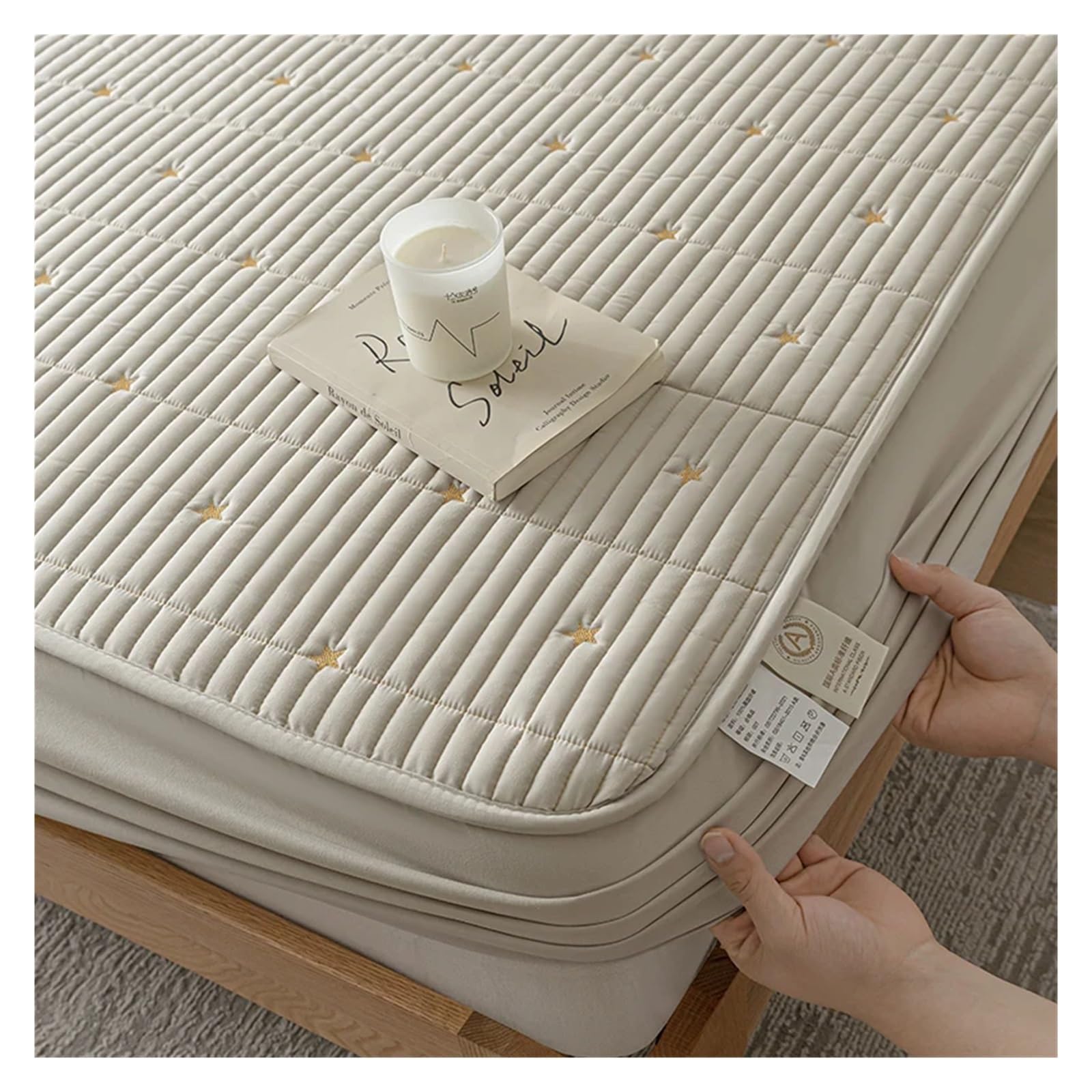 Funda De ColchóN Impermeable Funda Protectora de colchón Impermeable, Bordada, con Banda elástica y Bolsillo Profundo. para ColchóN(White,150x200x30cm)