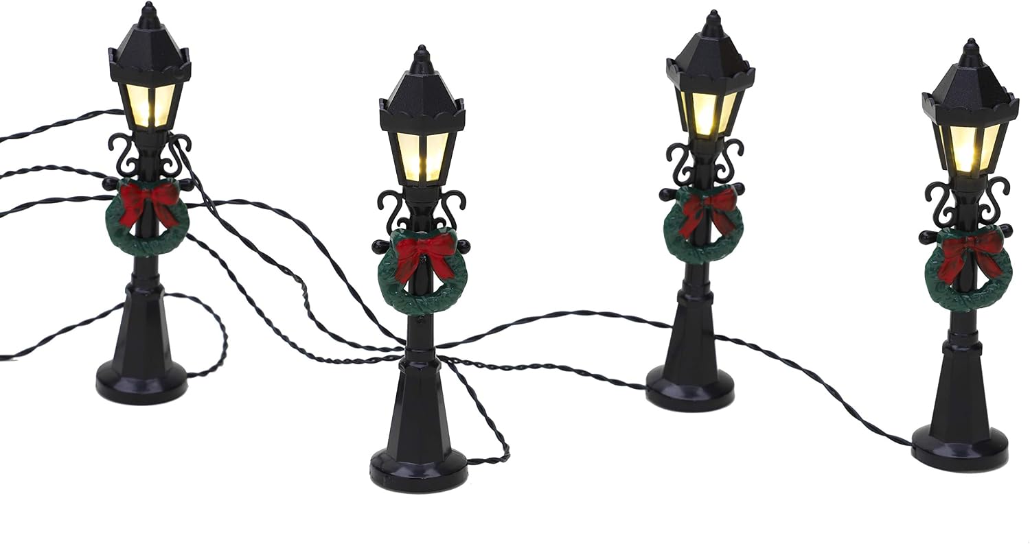 Toyland® Mini Resin Christmas Collectible Ornament - Village Scene Accessories - Christmas Figures (4 Lanterns 11cm x 2cm)