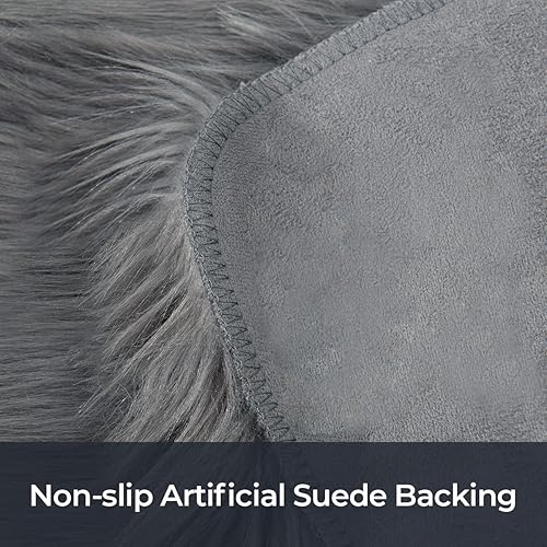Miniatura 33 de HYSEAS Alfombra de piel de oveja sintética color negro, 2 x 3 pies, paquete de 2, mullida y esponjosa para suelo interior, sofá, silla, dormitorio