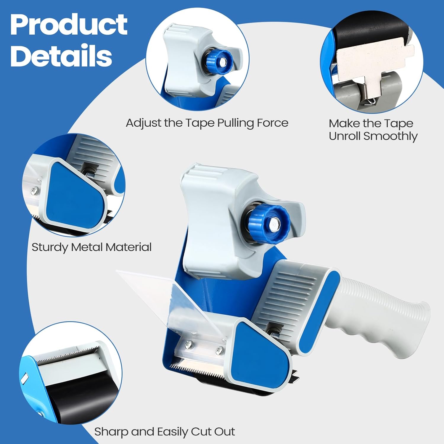 6 Pack Packing Tape Dispenser Gun with 6 Roll 2 Inch 2.7 Mil Heavy Duty Packaging Tape Gun for Packing Boxes Moving