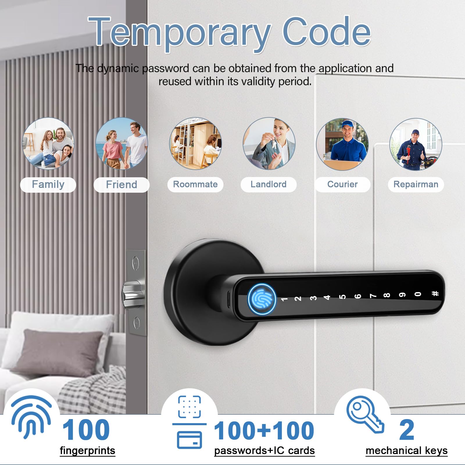 Fingerprint Door Lock - Smart Keypad & App Control -4
