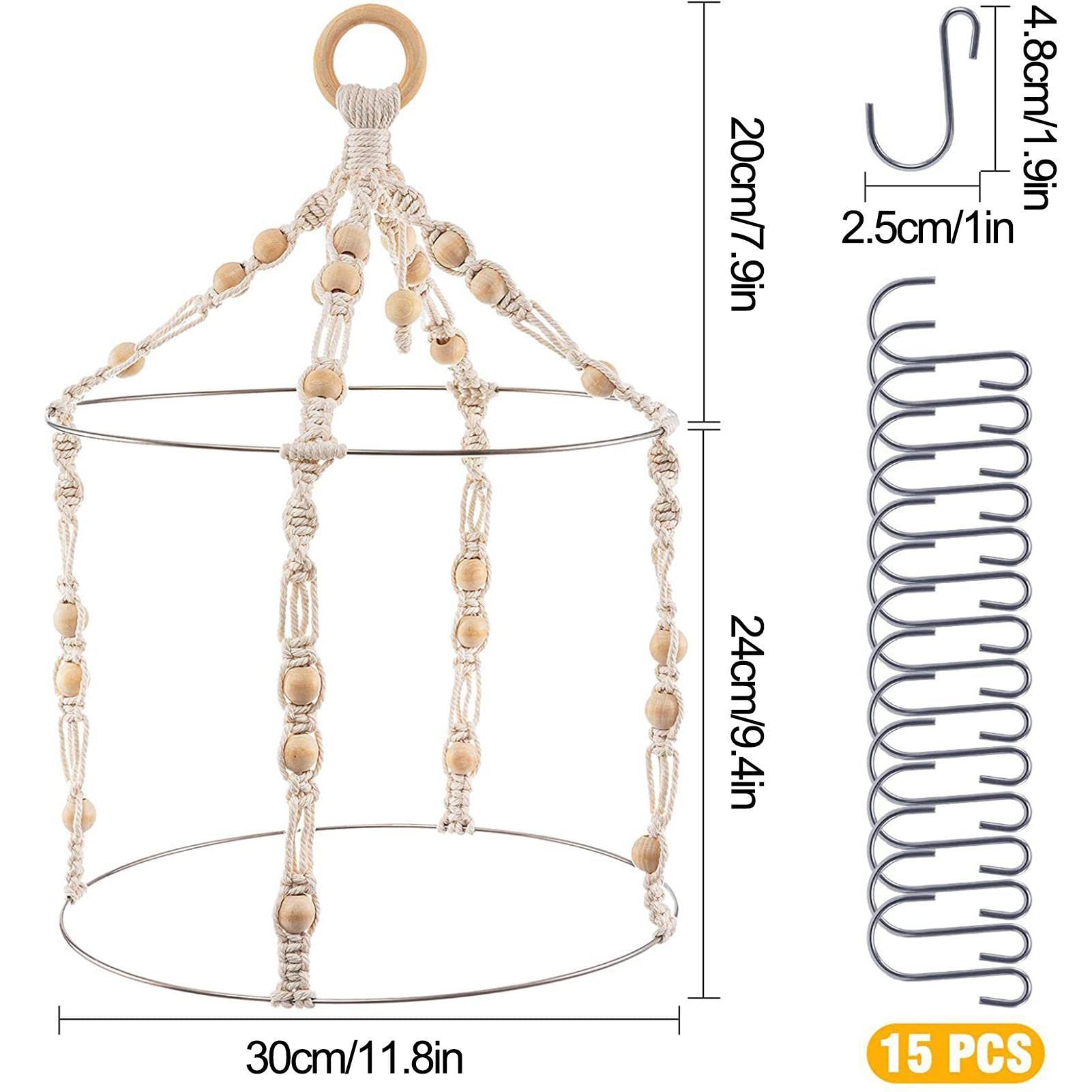 Amazon.co.jp: ハーブ乾燥ラック吊り - フック15個付きマクラメ