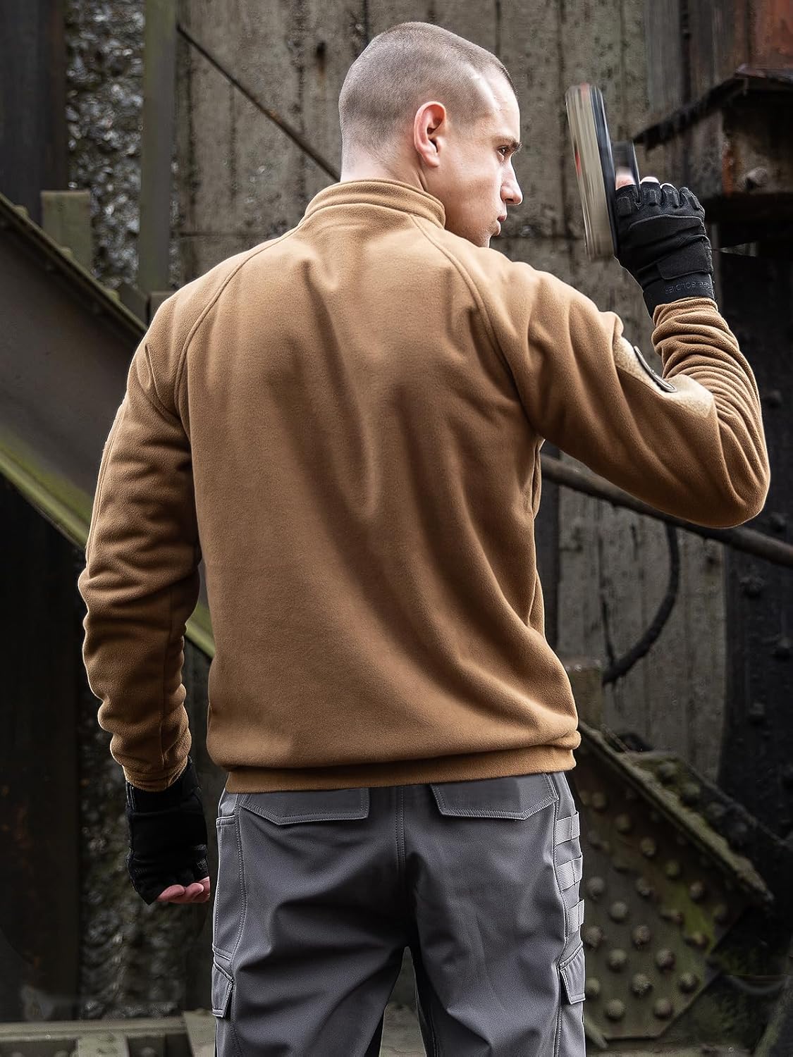 FREE SOLDIER Men's Tactical Fleece Lined Jacket Long Sleeve Crewneck Sweatshirts Pullover with Pockets Commando Sweater - Image 3