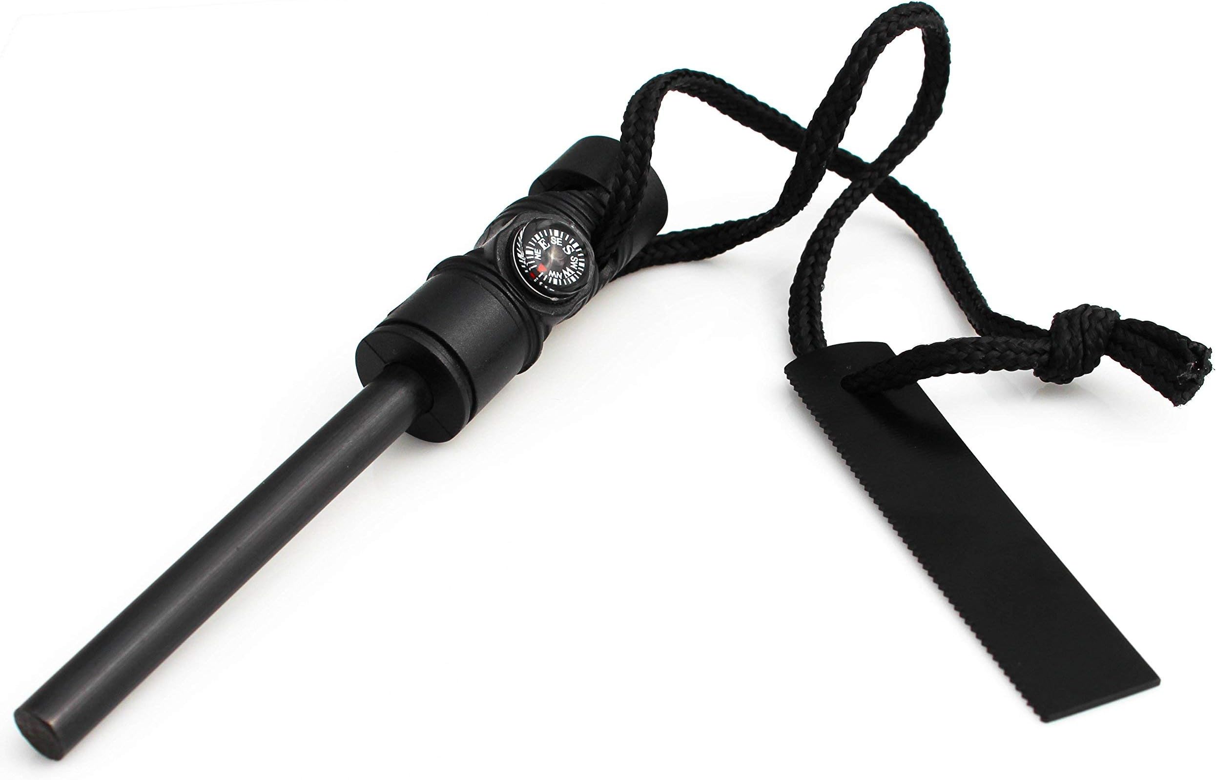 TopVivesSurvival Fire Starter Tool for Camping or Emergency Kit - Magnesium Firesteel with Compass and Whistle