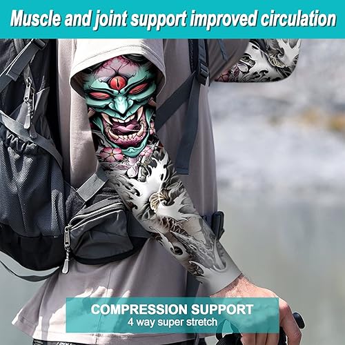 Miniatura 4 de Aresvns Halloween Makeup Tattoo sleeves, Premium Cooling Arm Sleeves for Men and Women UV Sun Protection Arm Sleeves