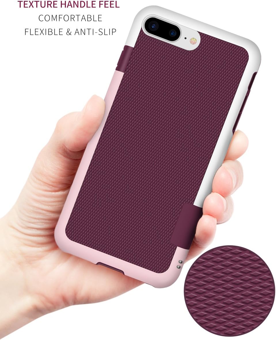 iPhone 7 Plus Case, GOSHELL Ultra Hybrid Impact 3 Color Shockproof Anti-Scratch Protective Bumper Case Flexible Slim Fit Durable Soft TPU & Hard PC Cover for Apple iPhone 7 Plus(5.5 Inch) - Wine Red