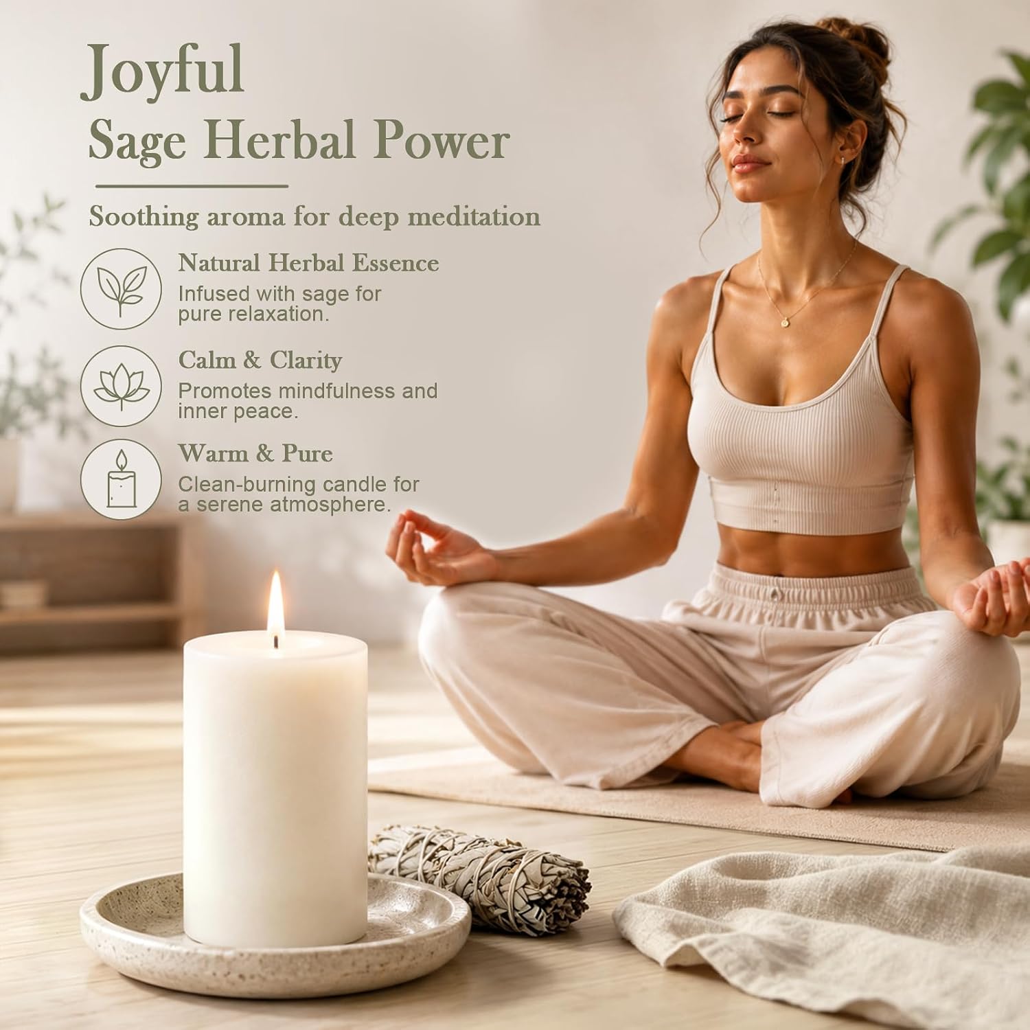 Sage Candles for Cleansing, 6 Pack 2 * 4 Inches White Pillar Candles for Home, Long Burn Soy Candle, Candle Gift Set for Women