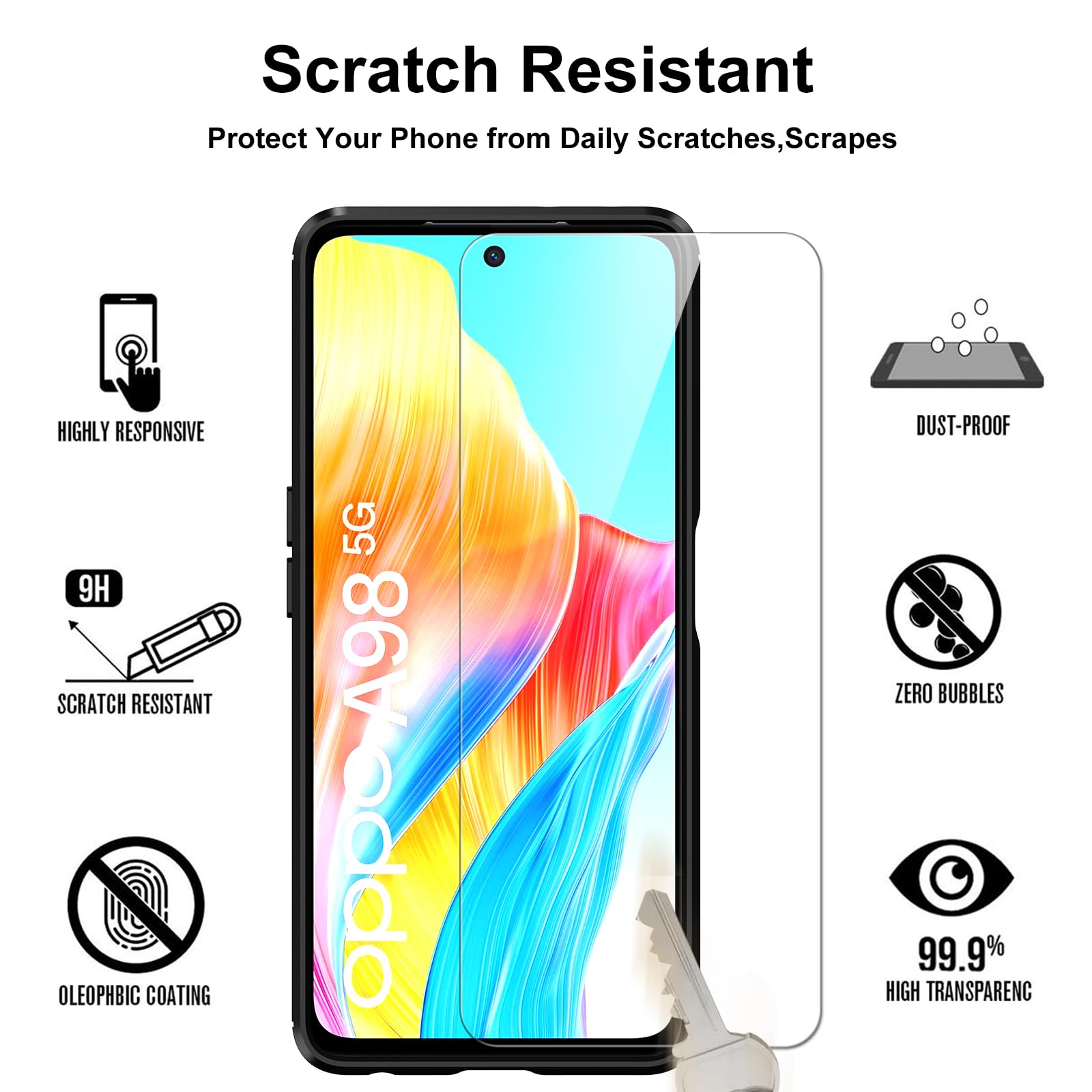 IVoler Cover Per Oppo A79 5G Con 2 Vetri Temperati - Custodia Antiurto Grado Militare TPU Morbida - Nero