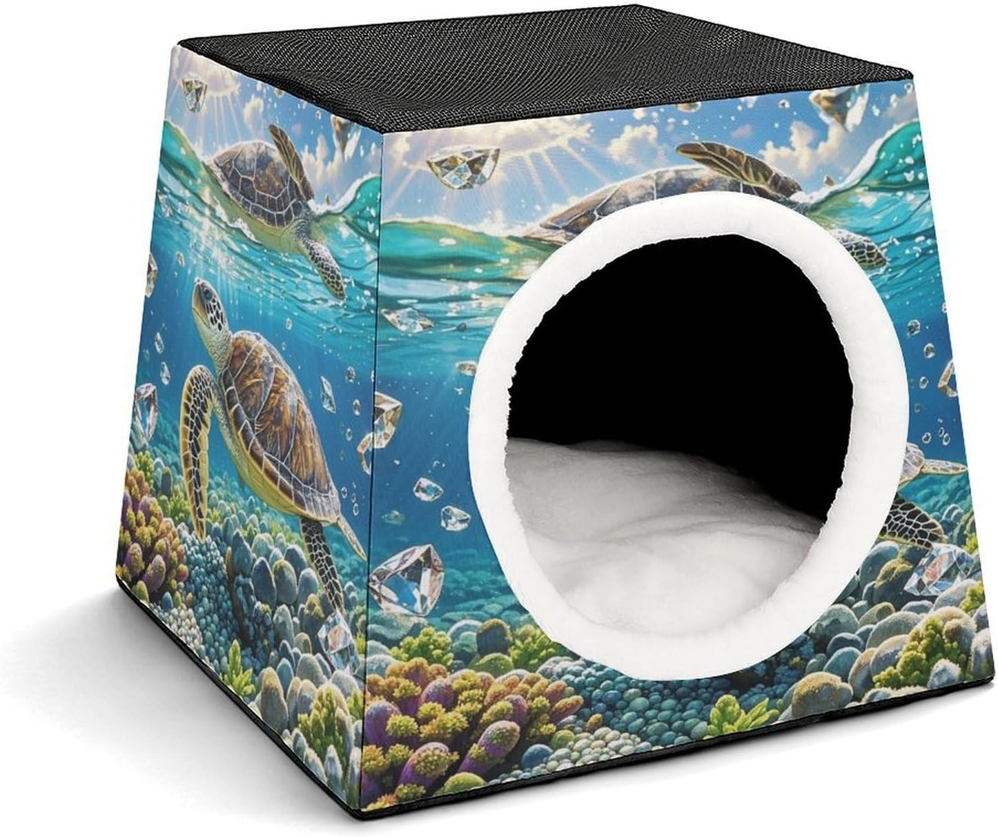 Stylish and Durable Small Pet Beds, Sea Turtles Painting Printing and Pet Tents are Perfect for Pet Play