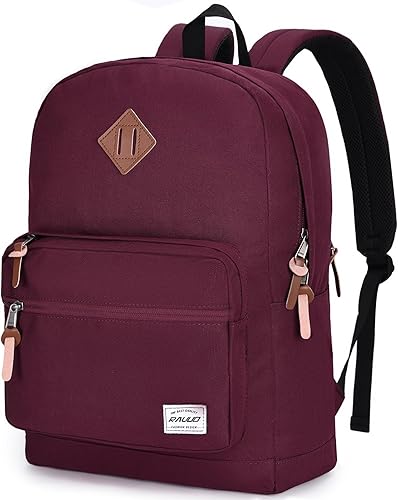 RAVUO Mochila casual para mujer, resistente al agua, clásica, básica, de 15.6 pulgadas, mochila para laptop de viaje, mochila para libros, color
