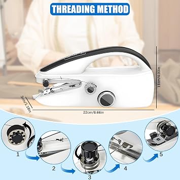 Mini Handheld Sewing Machine, Portable Electric Sewing Machine for Beginners, Hand Stitching Machines with Complete Accessory Kit, for Emergency Clothing Repair on The Go