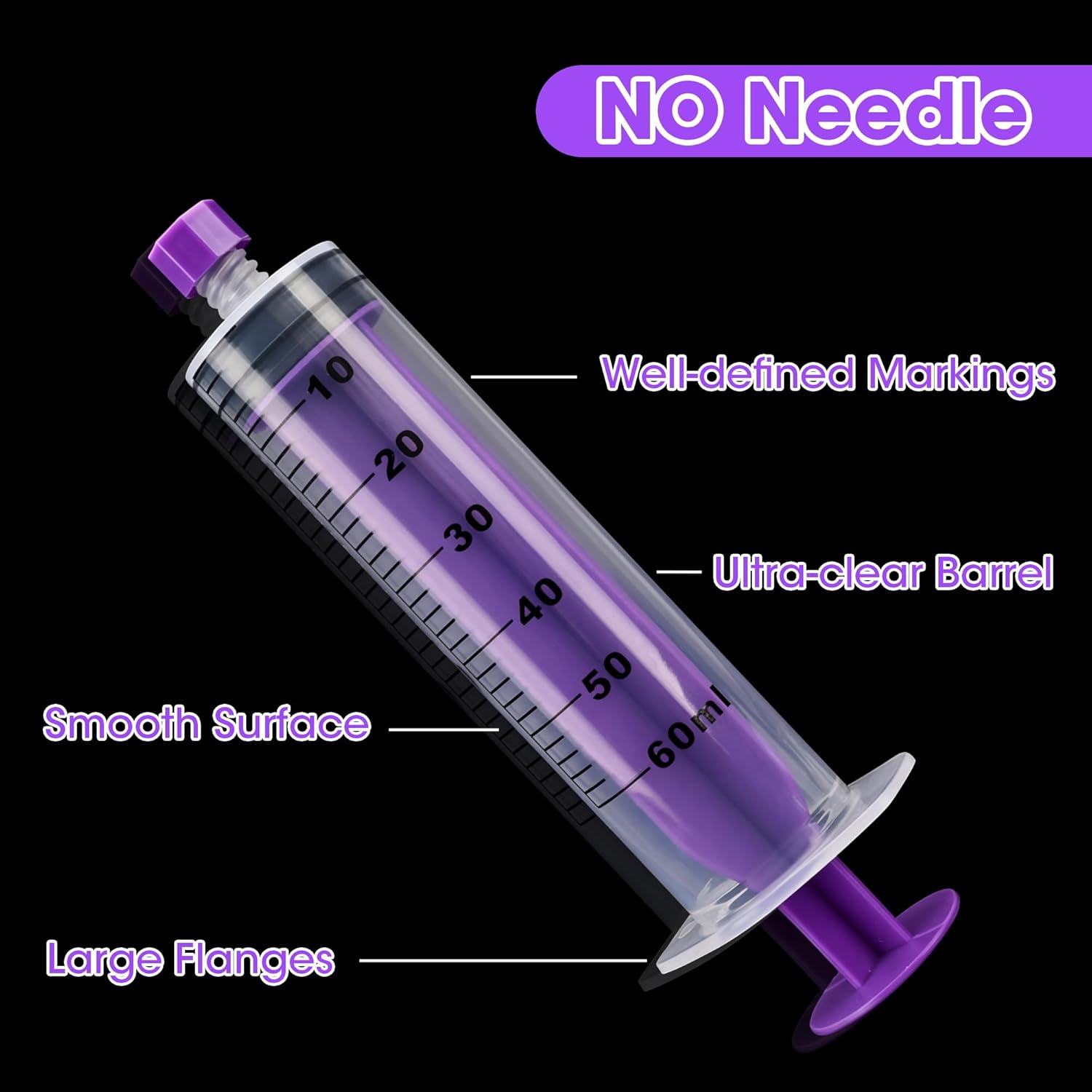 60ml Large Syringe with Screw Cap, 60cc Syringe for Liquid Feeding, Science Lab, Measurement, Individually Sealed Packed, 30 Pack
